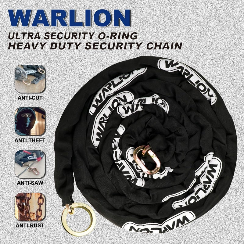 WARLION Heavy Duty Security Chain, 15ft x 3/8in Thick, Anti-Theft & Cut-Proof Motorcycle Chain with Cinch Ring - Secure Generators, Ebikes, & 2-Wheeled Vehicles - Image 4